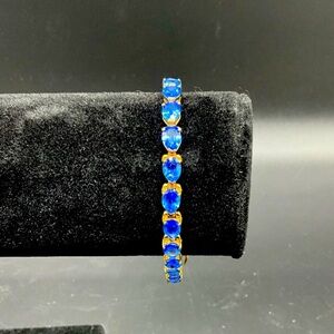 Vintage 925 Bracelet With Teardrop Cut Blue Stones